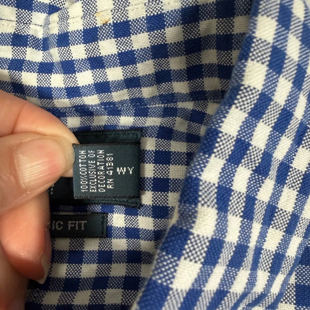 Polo Ralph Lauren Mens Classic Fit Gingham Button Down Shirt Navy Blue White L - Picture 4 of 10